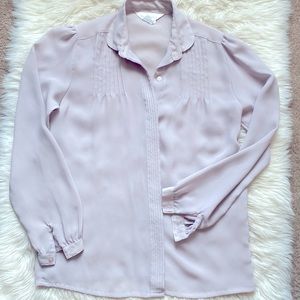 Dainty light colored lavender button down blouse size 8